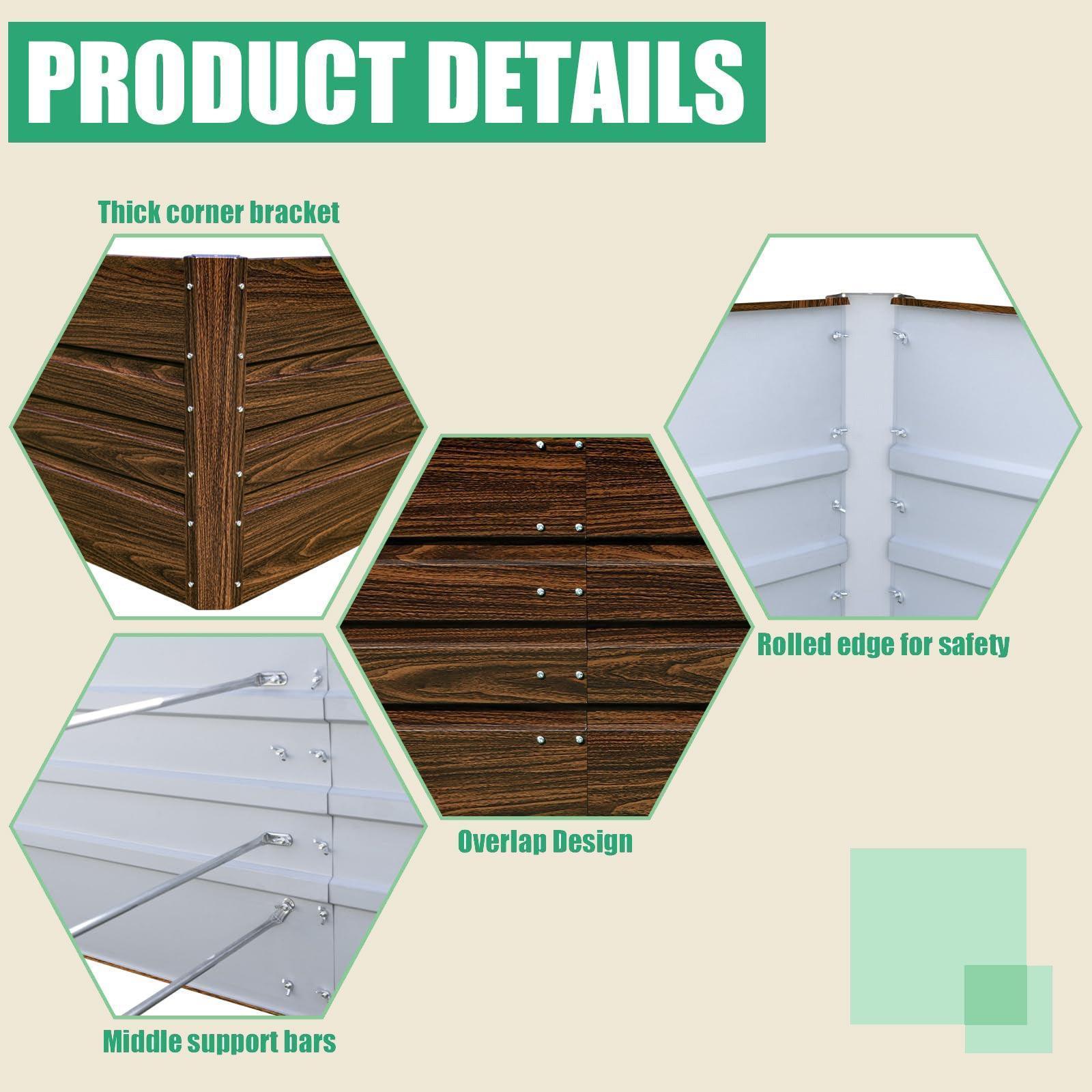 24" Tall 6x3 ft Modular Metal Raised Garden Bed -