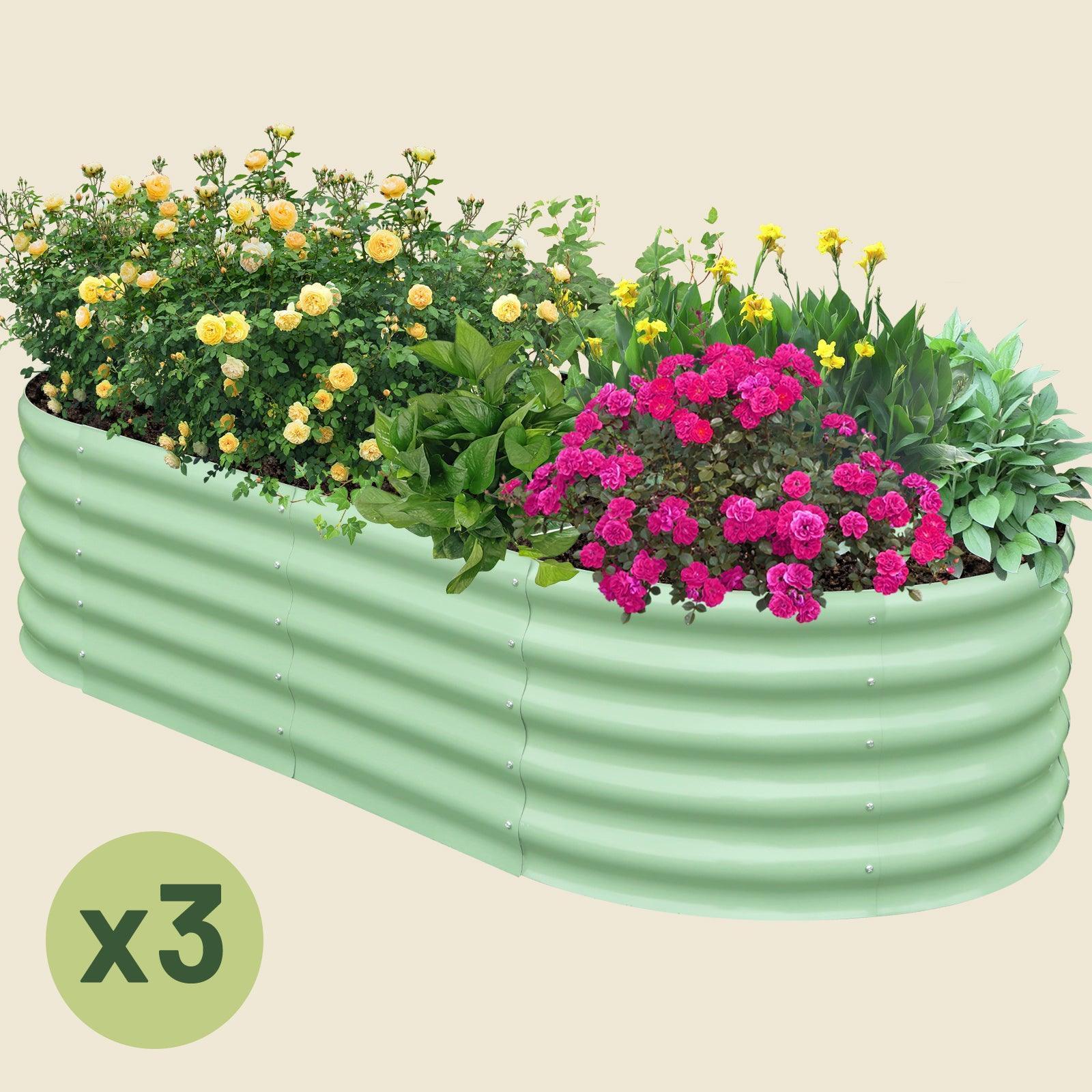 3-Pack 17" Tall 6x3 ft Modular Metal Raised Garden Bed -