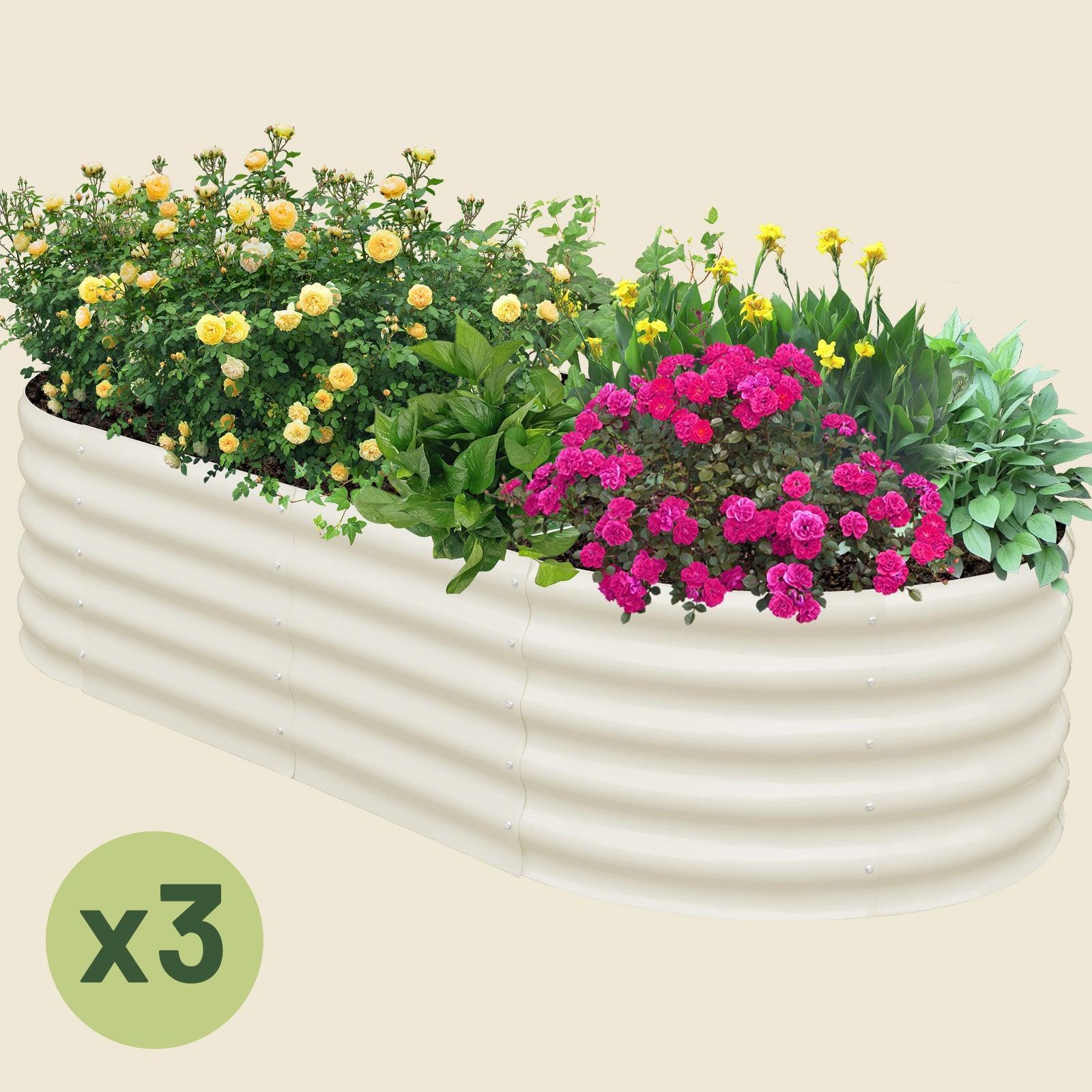 3-Pack 17" Tall 6x3 ft Modular Metal Raised Garden Bed -