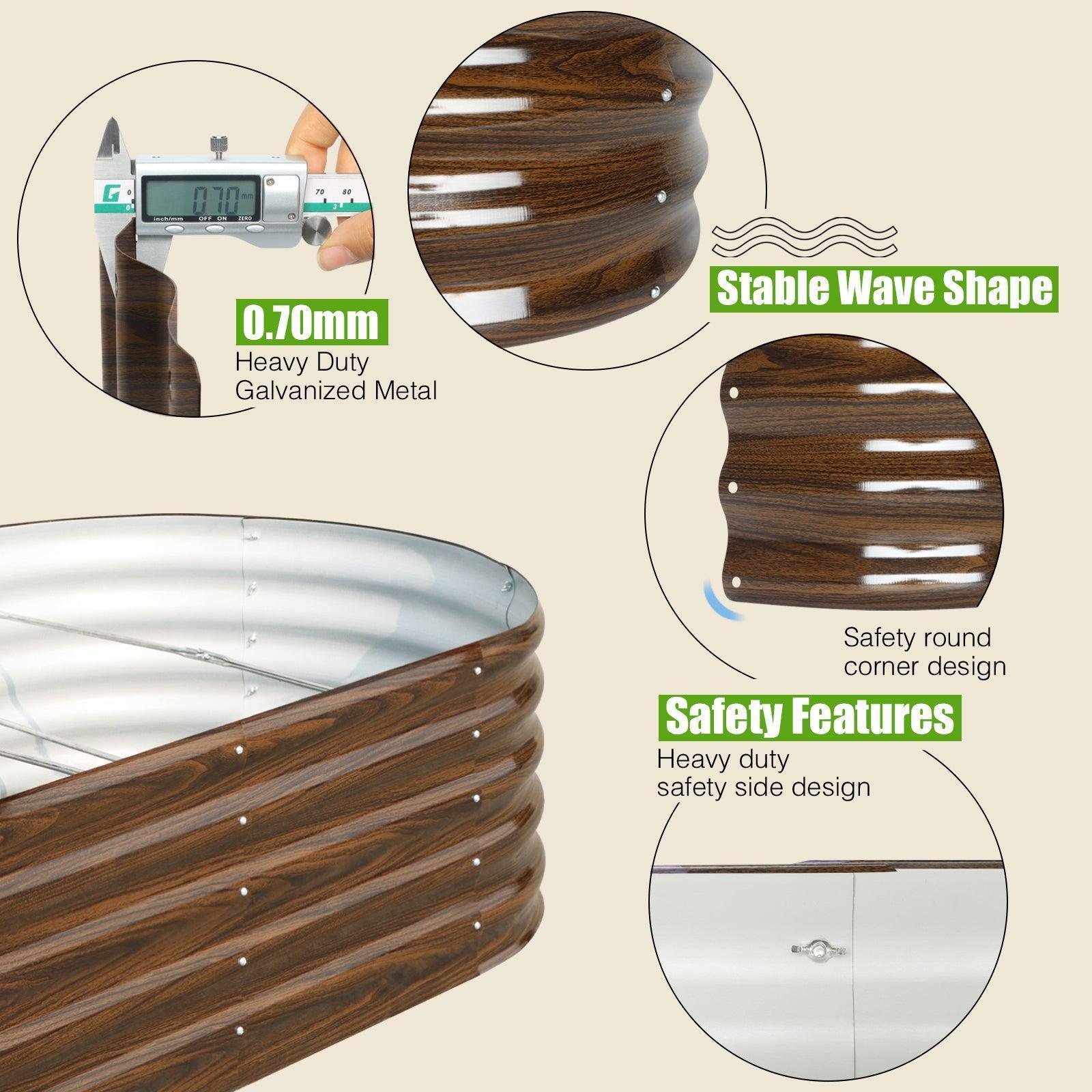 3-Pack 17" Tall 8x4 ft Modular Metal Raised Garden Bed -