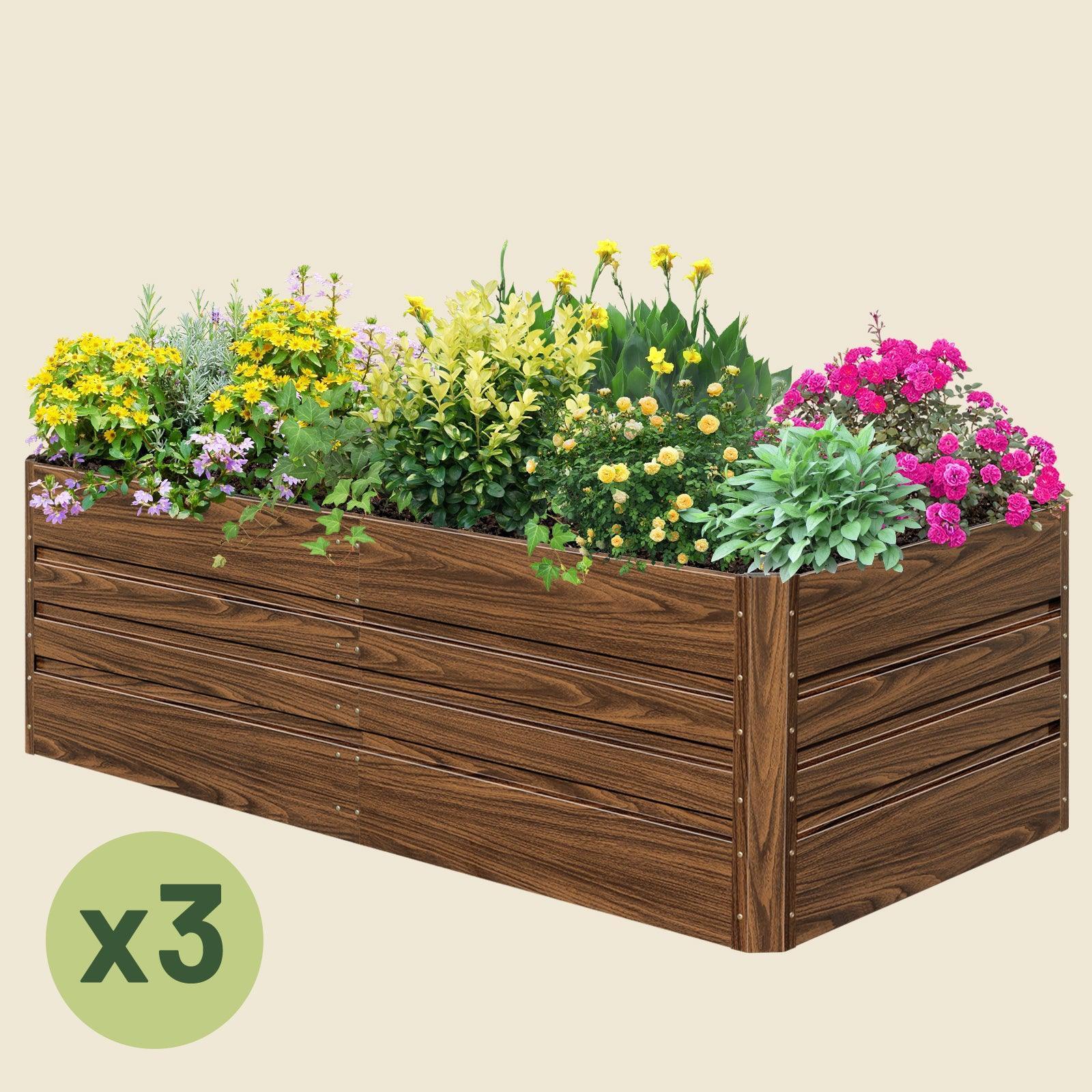 3-Pack 24" Tall 6x3 ft Modular Metal Raised Garden Bed -