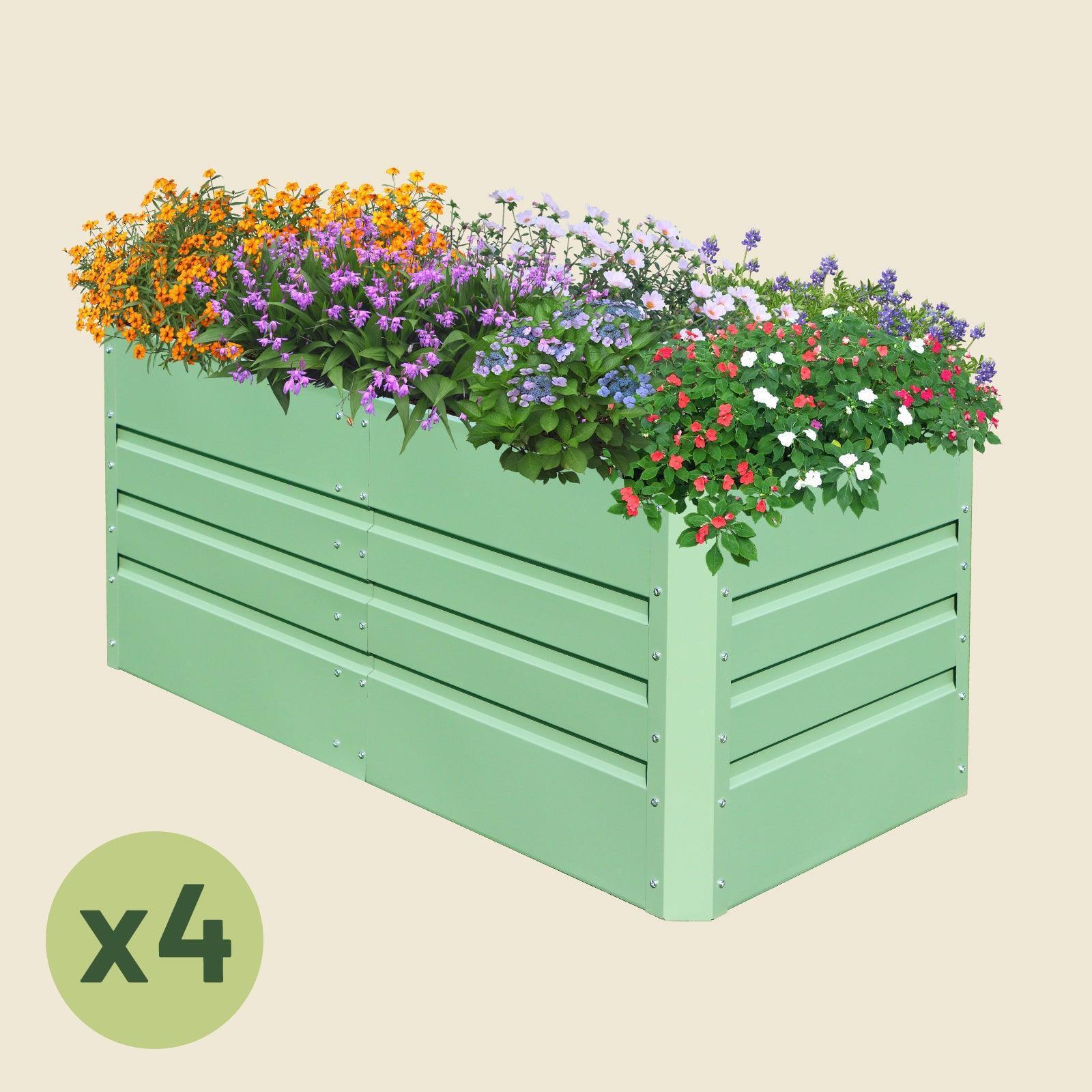 4-Pack 24" Tall 4x2 ft Modular Metal Raised Garden Bed -