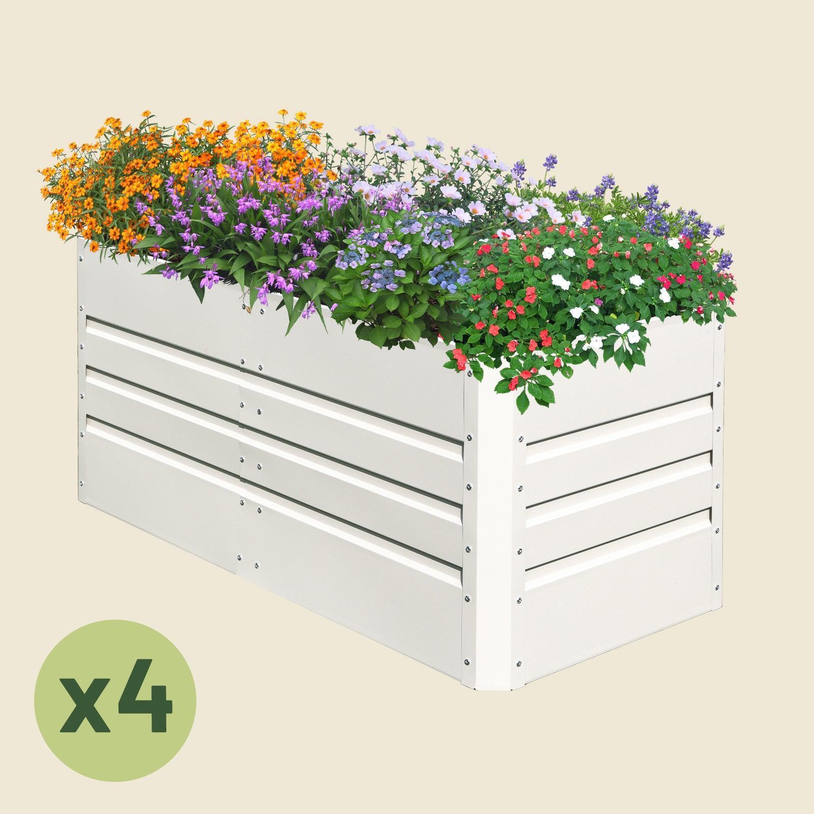 4-Pack 24" Tall 4x2 ft Modular Metal Raised Garden Bed -