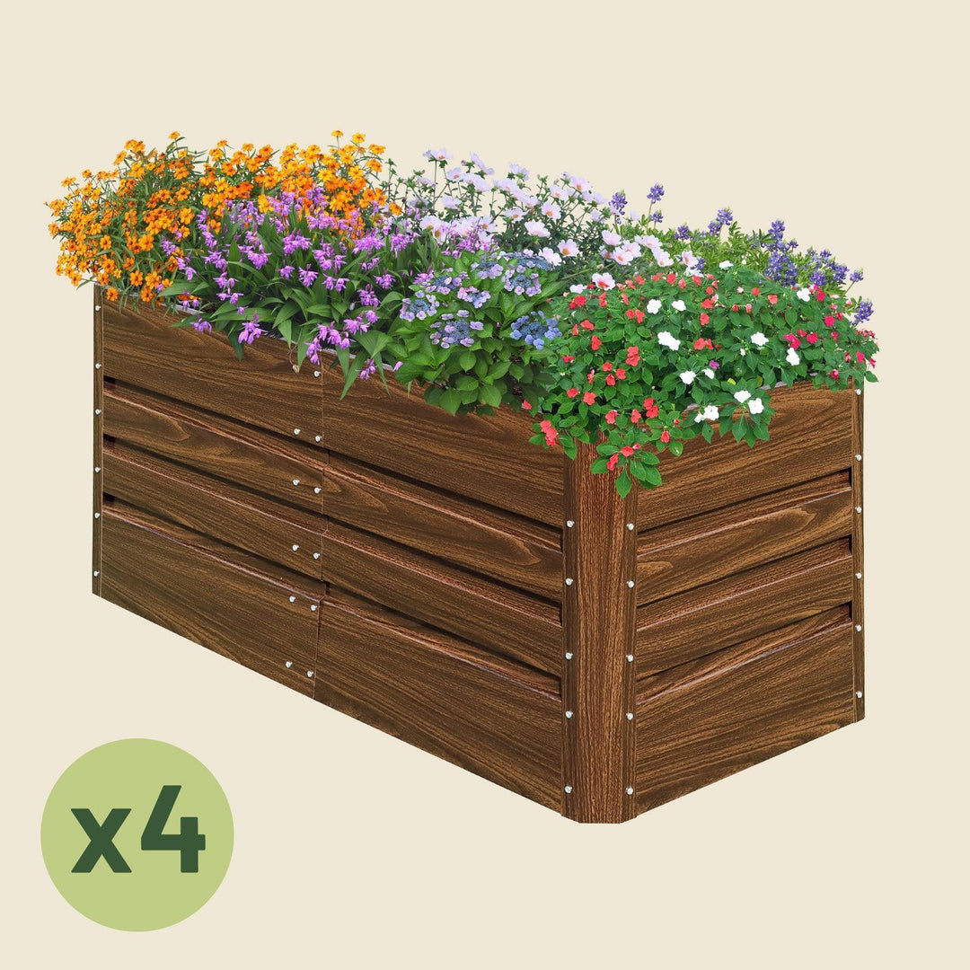 4-Pack 24" Tall 4x2 ft Modular Metal Raised Garden Bed -
