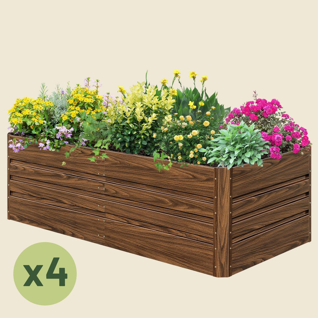 4-Pack 24" Tall 8x4 ft Modular Metal Raised Garden Bed -