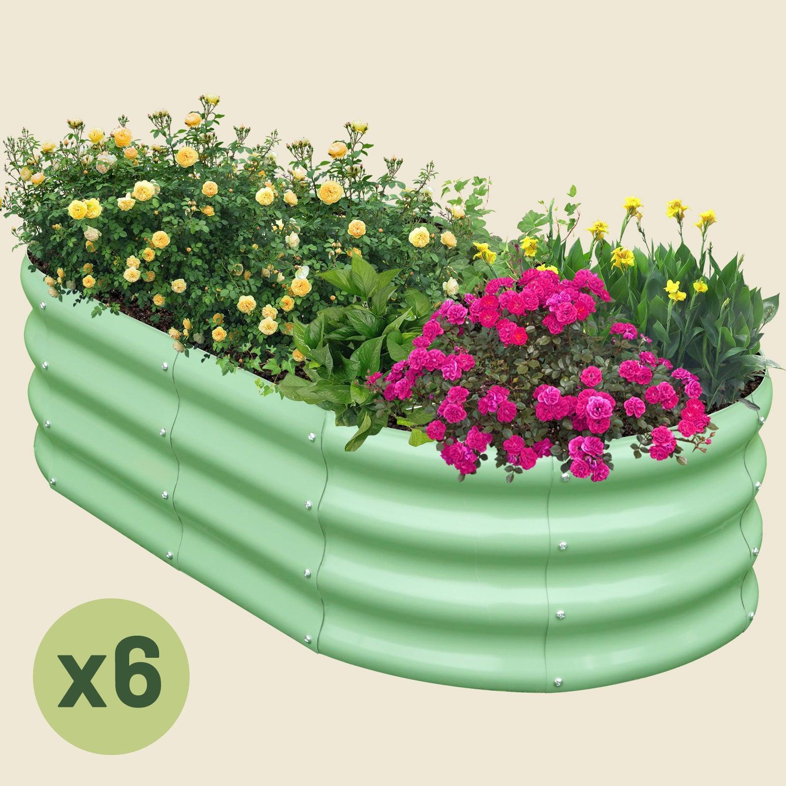 6-Pack 12" Tall 4x2 ft Module Metal Raised Garden Bed -