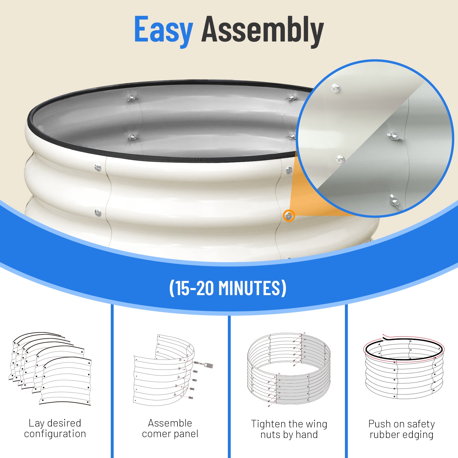 17" Tall 2x2 ft Modular Metal Raised Garden Bed Kit