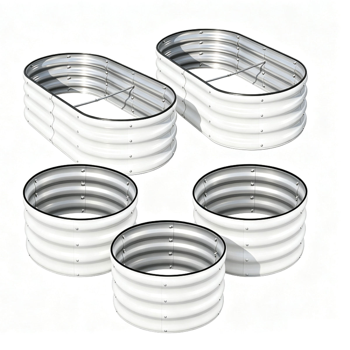 SnugNiture 5-Pack 2x2x1 ft & 4x2x1 ft Galvanized Steel Raised Garden Bed