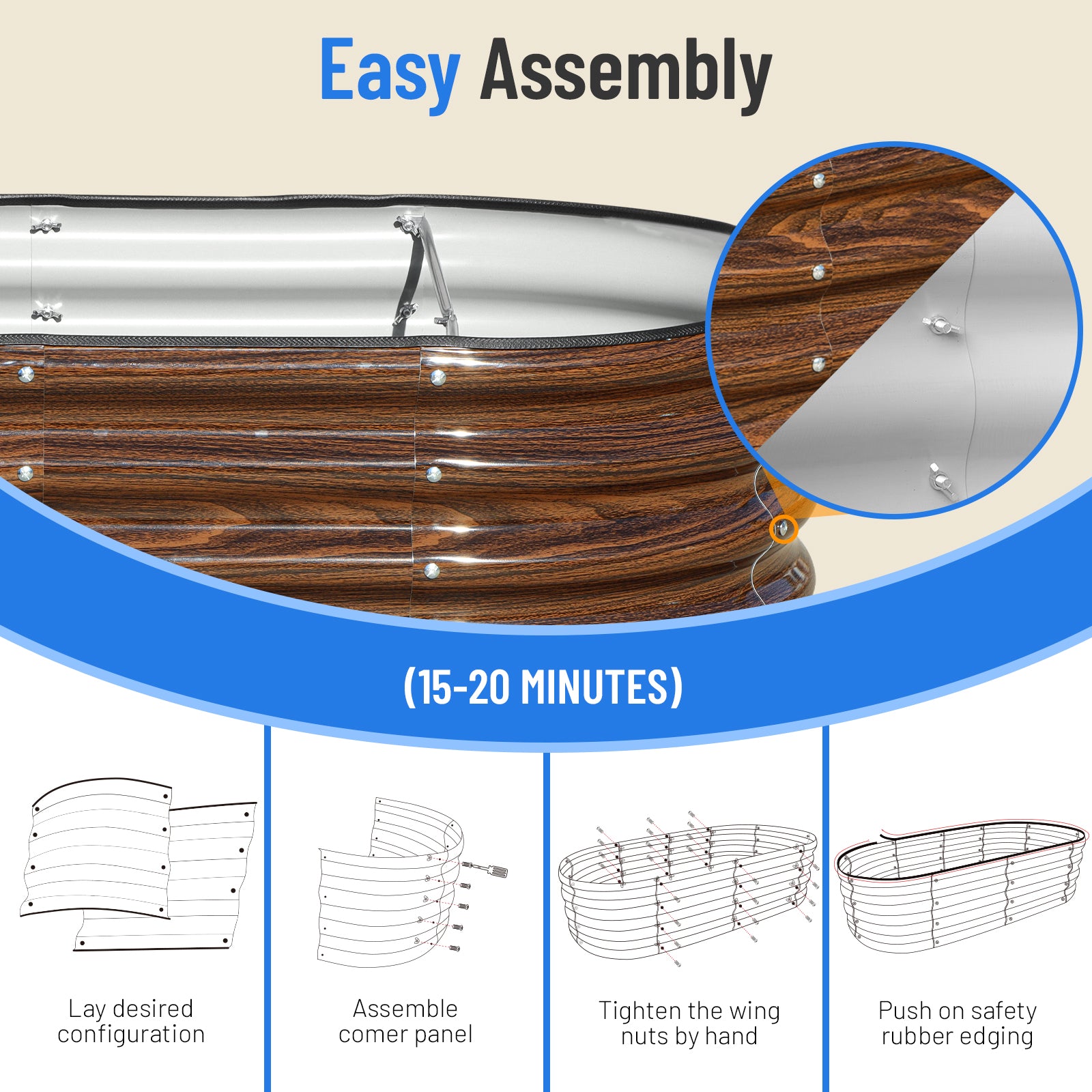17" Tall 4x2 ft Module Metal Raised Garden Bed