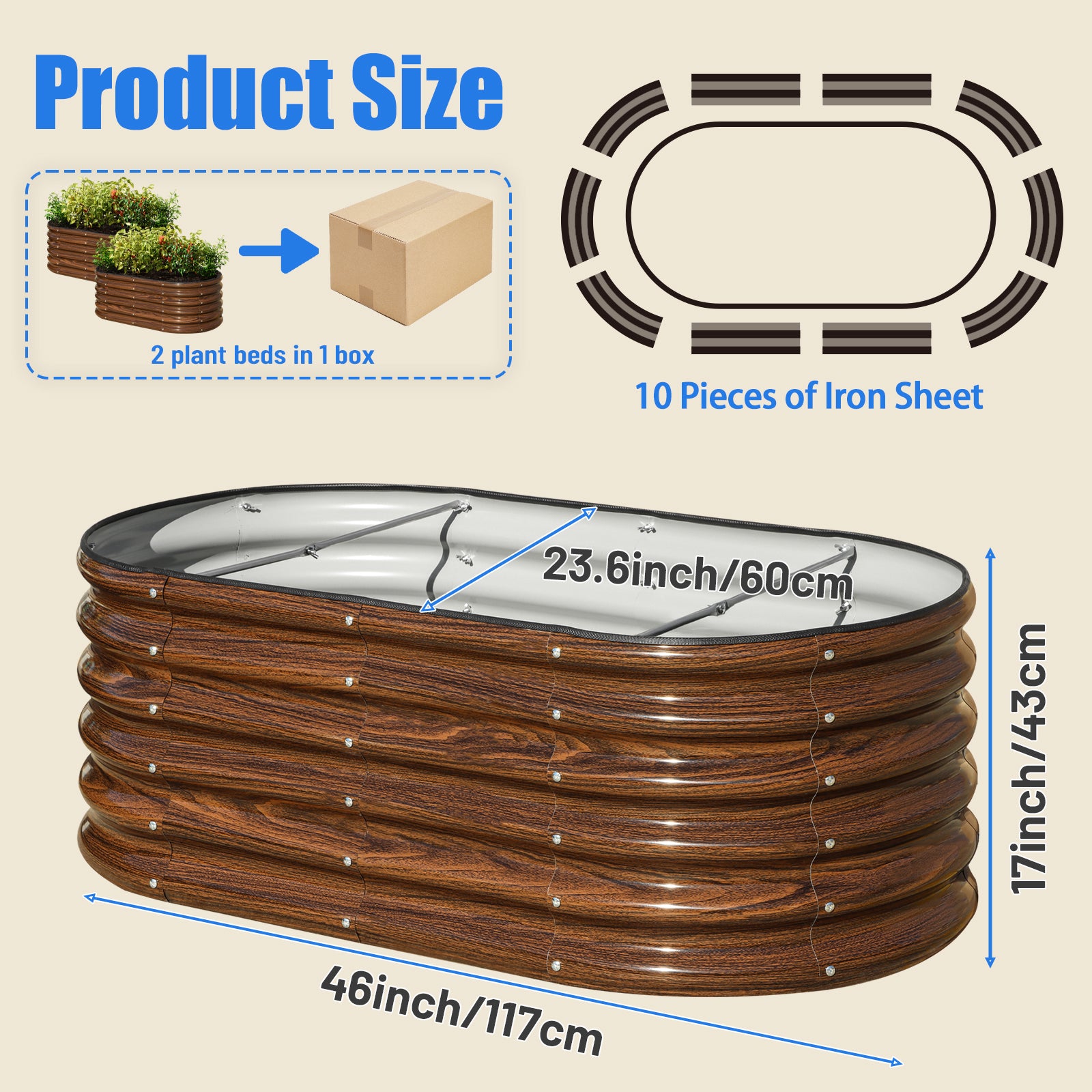 17" Tall 4x2 ft Module Metal Raised Garden Bed