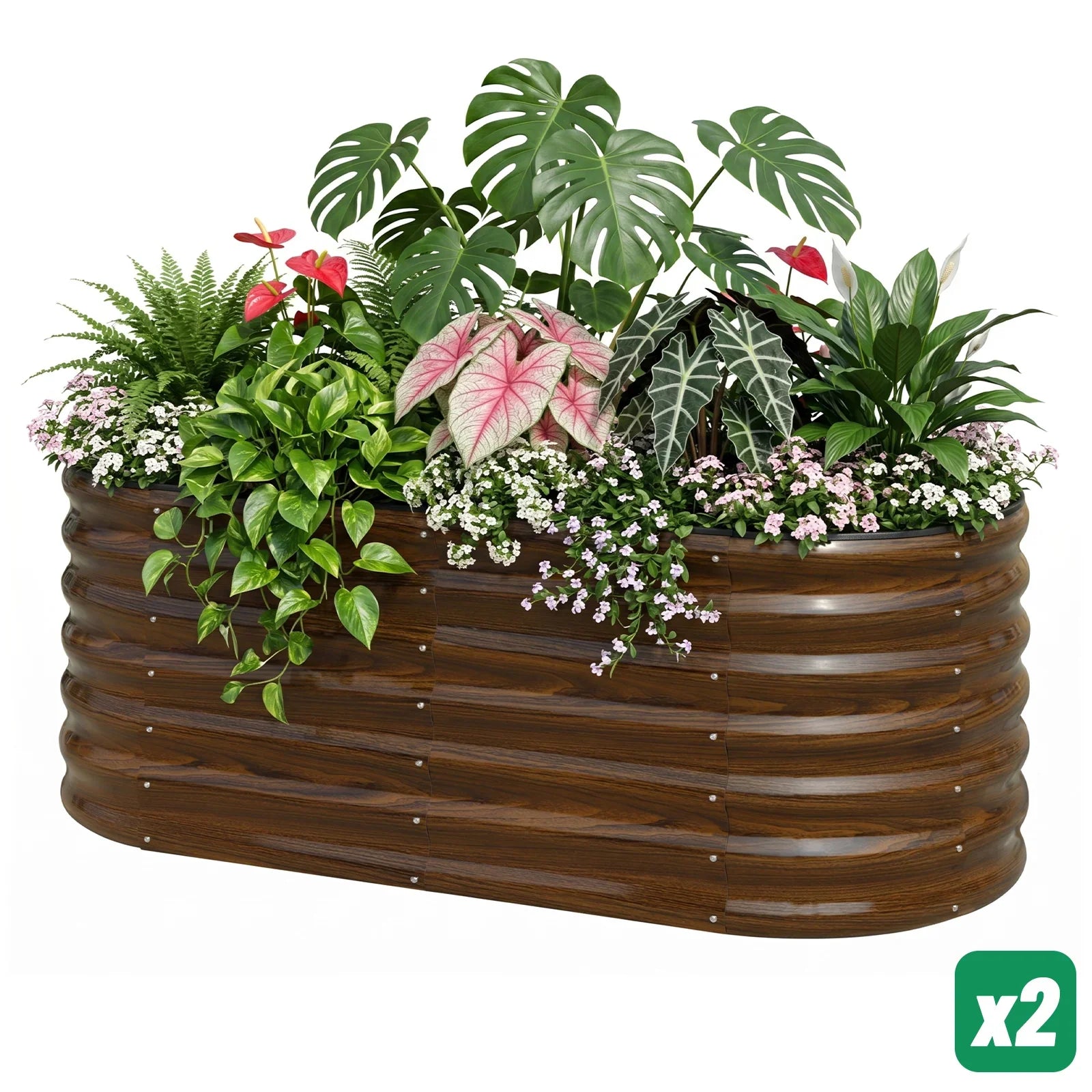 24" Tall 4×2 ft Raised Garden Bed Outdoor for Planting Plants (2pcs)