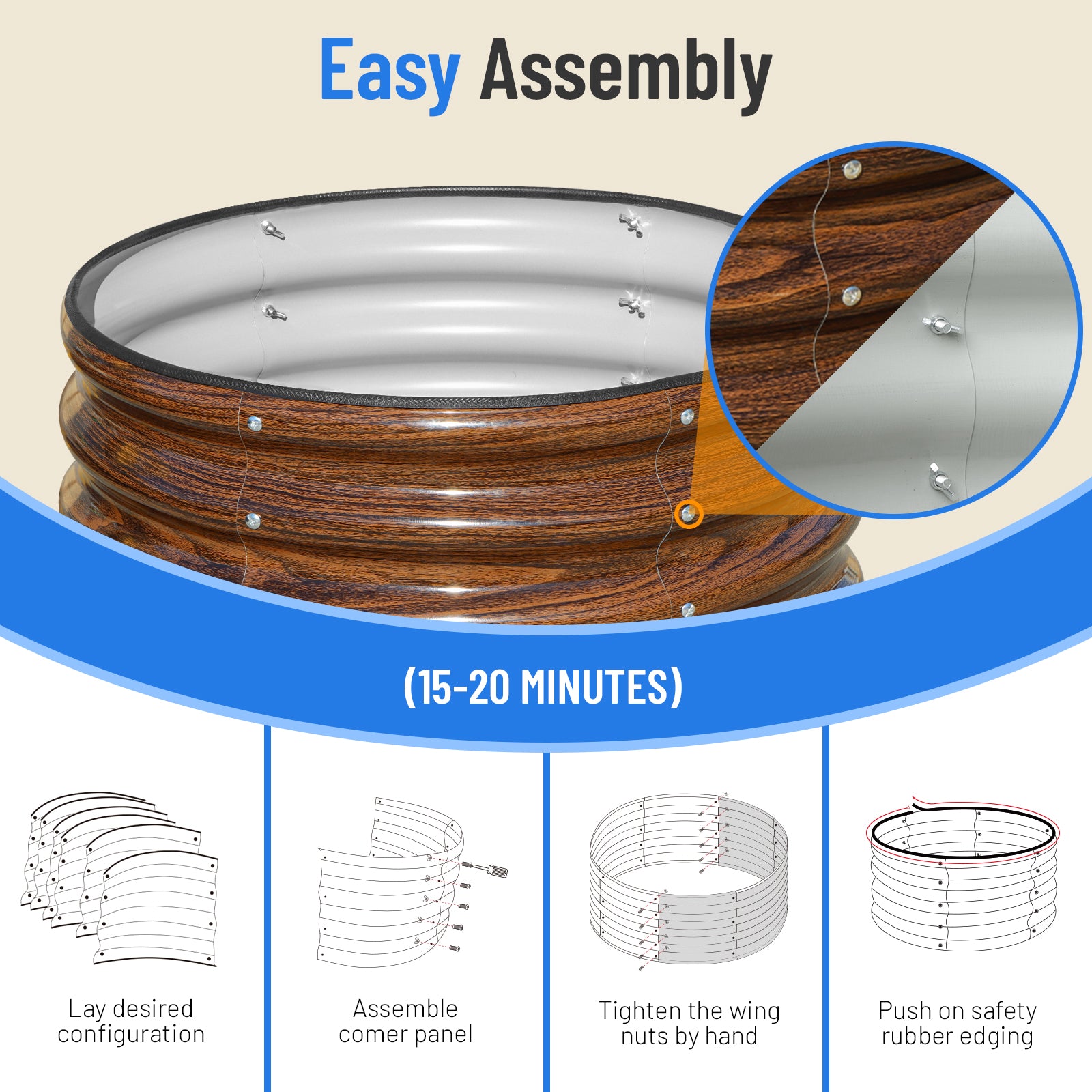 17" Tall 2x2 ft Modular Metal Raised Garden Bed Kit