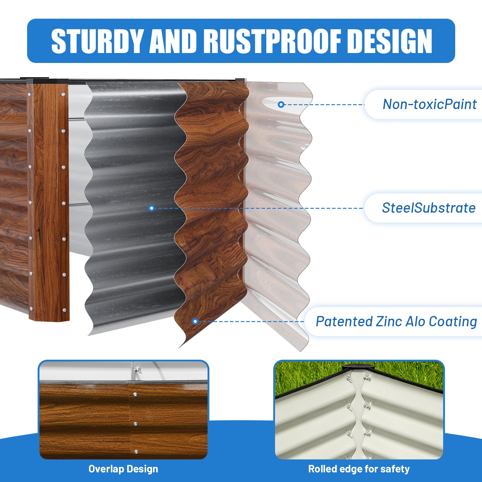 SnugNiture 2-Pack Raised Garden Bed 4×2×2 ft Planter Boxes Outdoor for Planting Plants