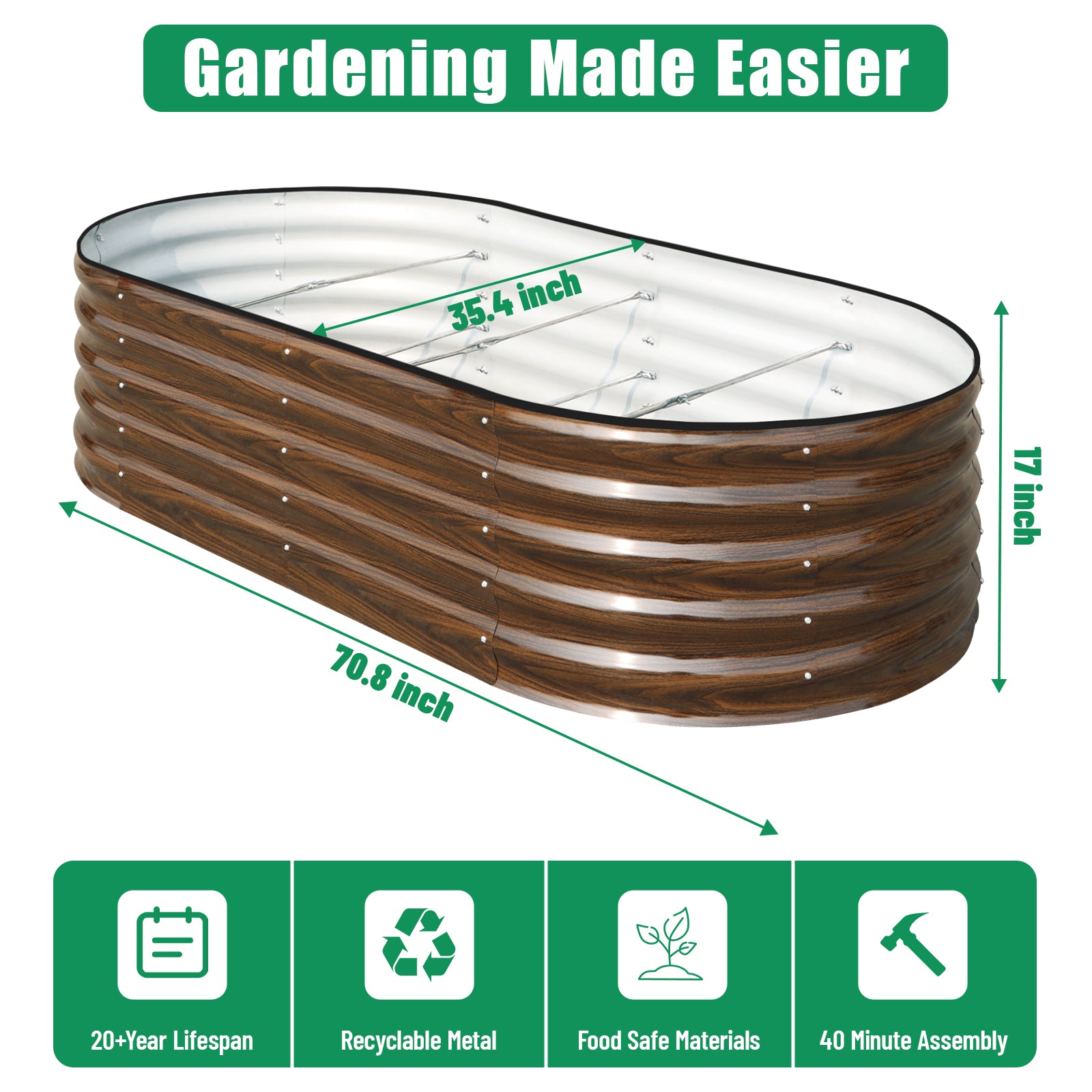 17" Tall Modular Metal Raised Garden Bed