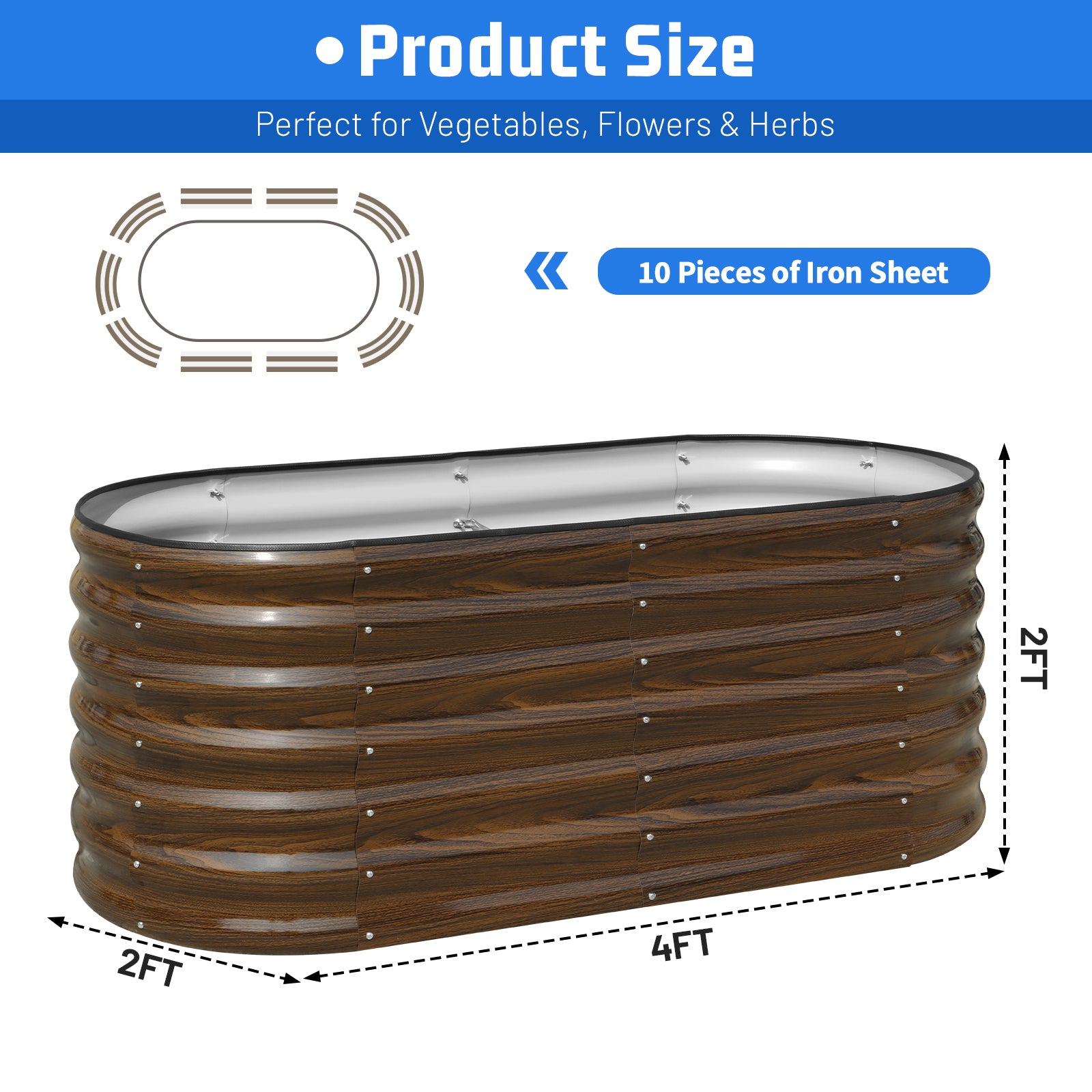 SnugNiture Raised Garden Bed 4×2×2 ft Planter Boxes Outdoor for Planting Plants (2pcs)