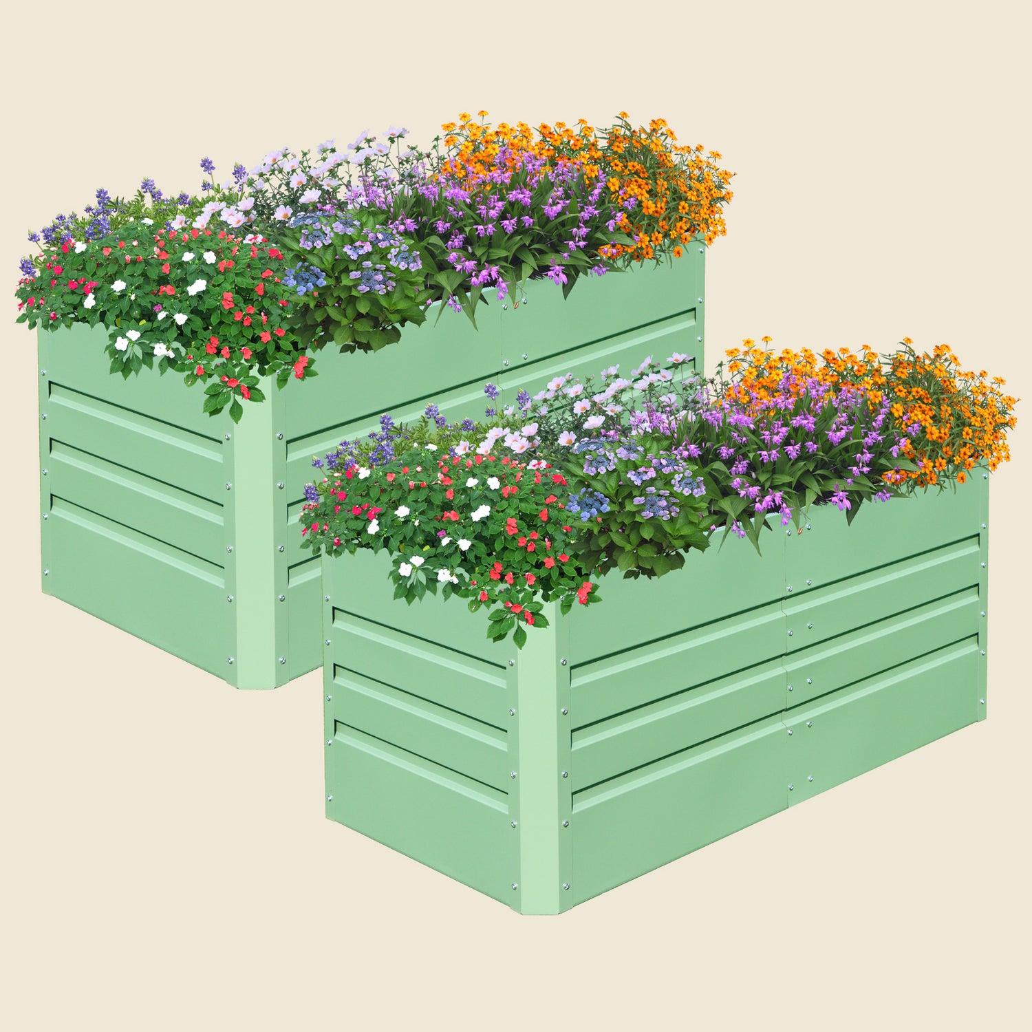 2-Pack 24&quot; Tall 4x2 ft Modular Metal Raised Garden Bed