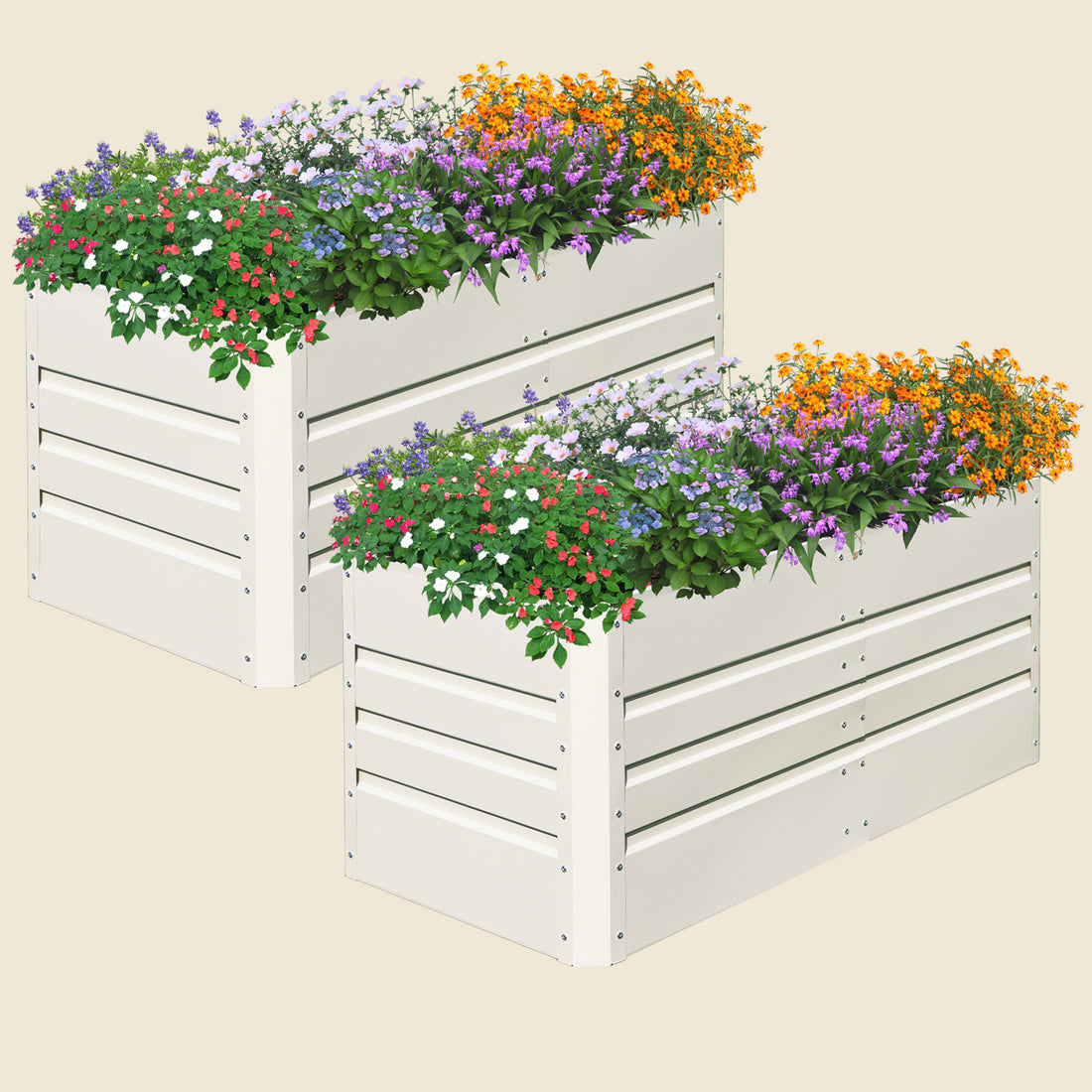 2-Pack 24&quot; Tall 4x2 ft Modular Metal Raised Garden Bed