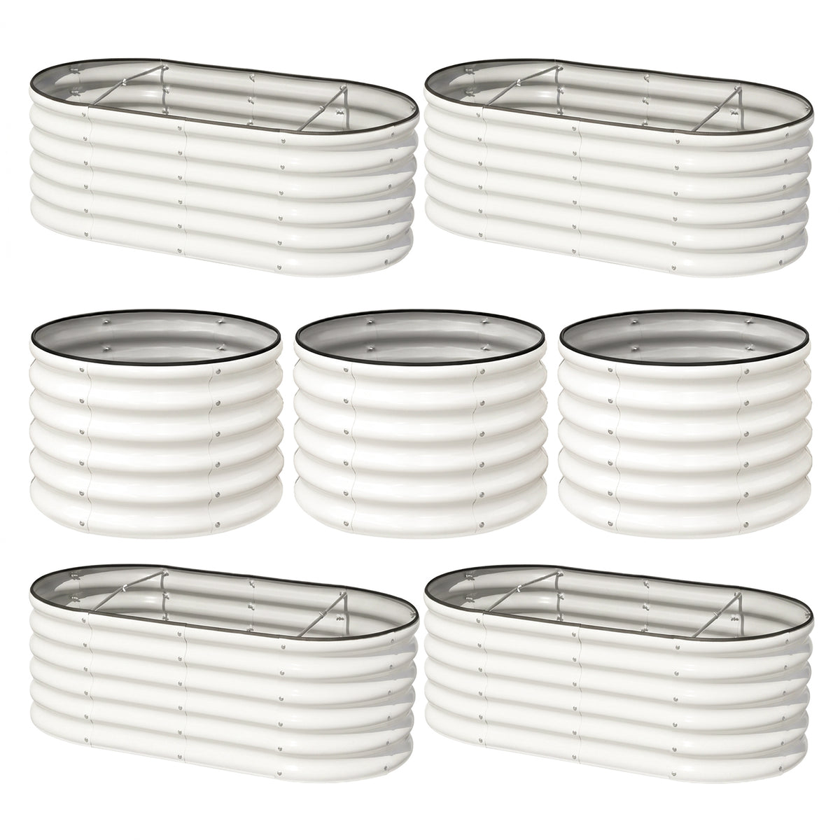 SnugNiture 7-Pack 2x2x1 ft & 4x2x1 ft Galvanized Steel Raised Garden Bed