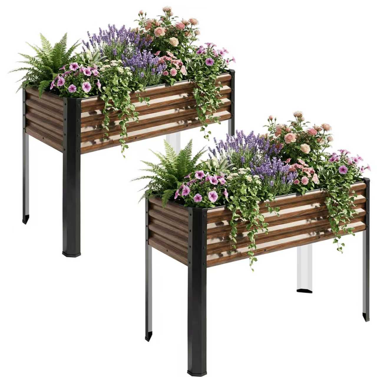 SnugNiture Galvanized Raised Garden Bed with Legs, Large Metal Elevated Raised Planter Box for Vegetables Lawn Green Flowers, Fruits