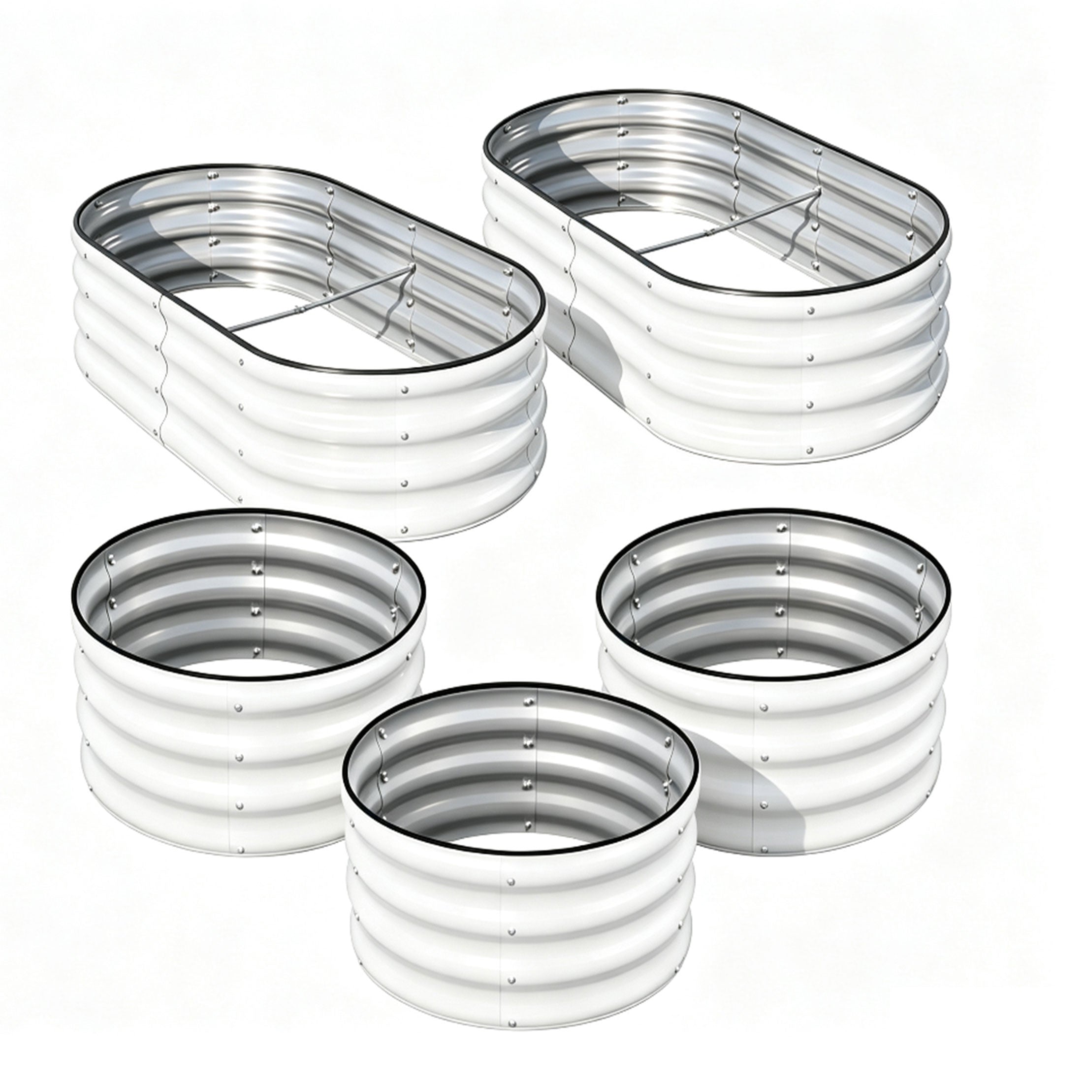 SnugNiture 5-Pack 2x2x1 ft & 4x2x1 ft Galvanized Steel Raised Garden Bed