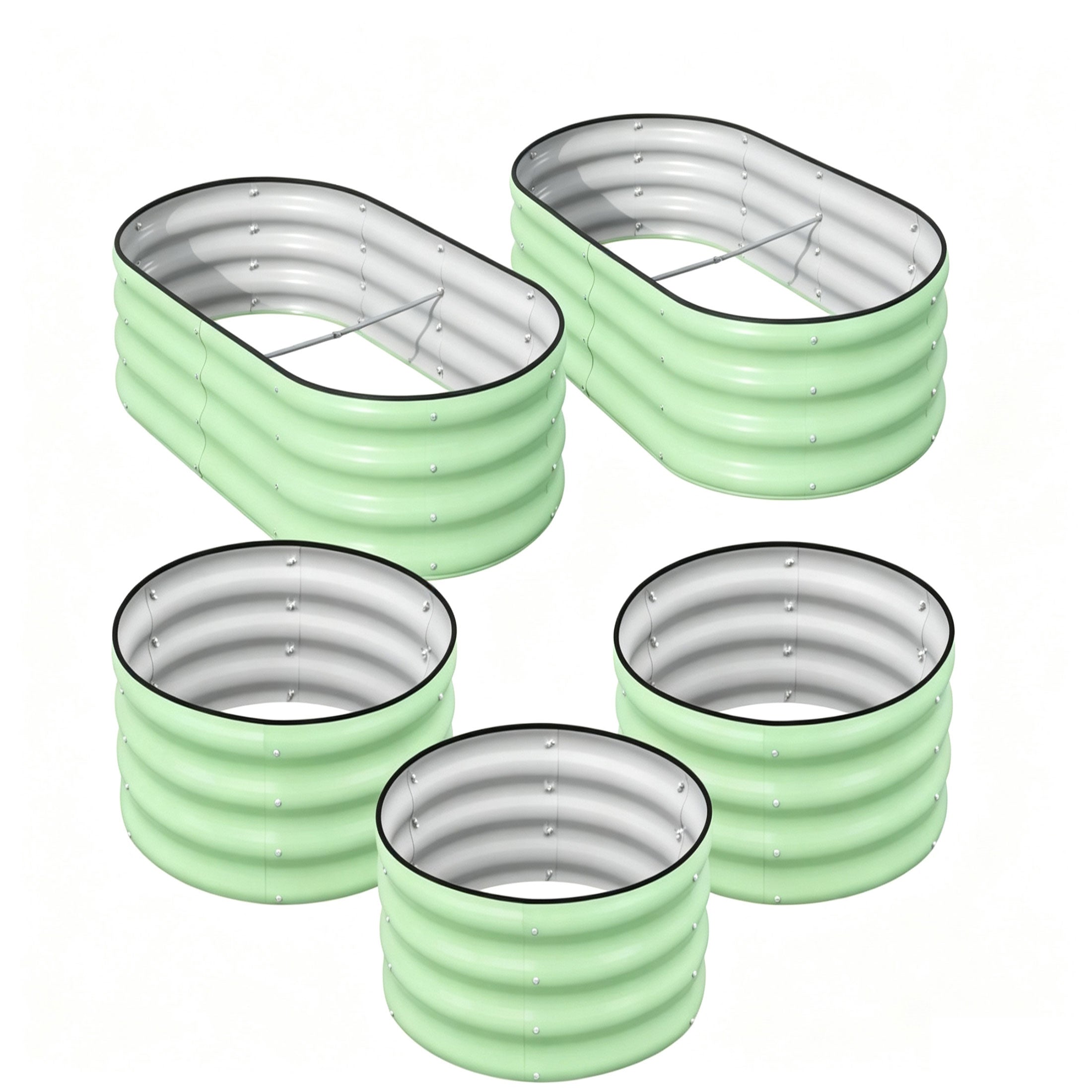 SnugNiture 5-Pack 2x2x1 ft & 4x2x1 ft Galvanized Steel Raised Garden Bed