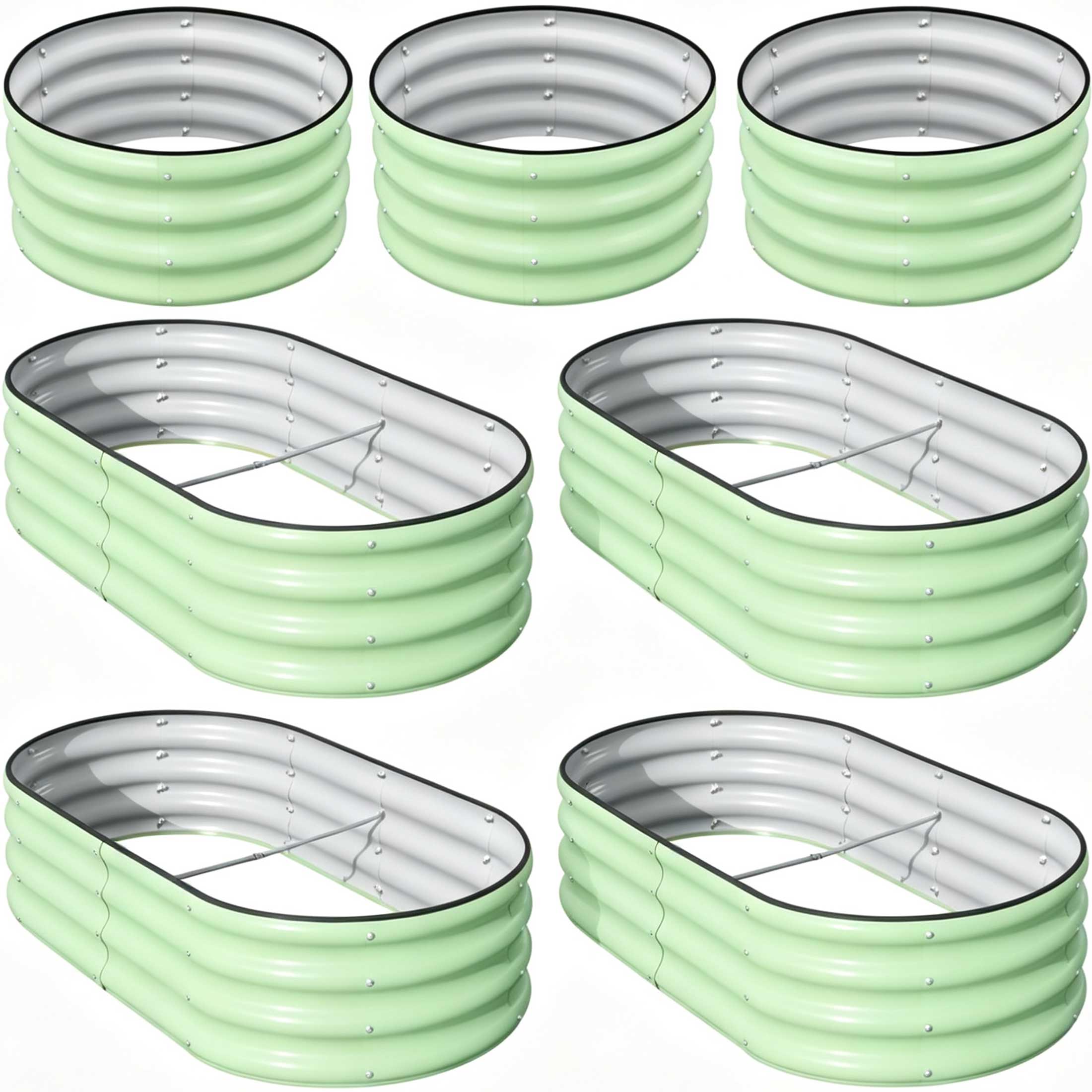 SnugNiture 7-Pack 2x2x1 ft & 4x2x1 ft Galvanized Steel Raised Garden Bed